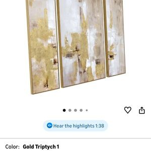 Abstract Gold Triptych Wall Art